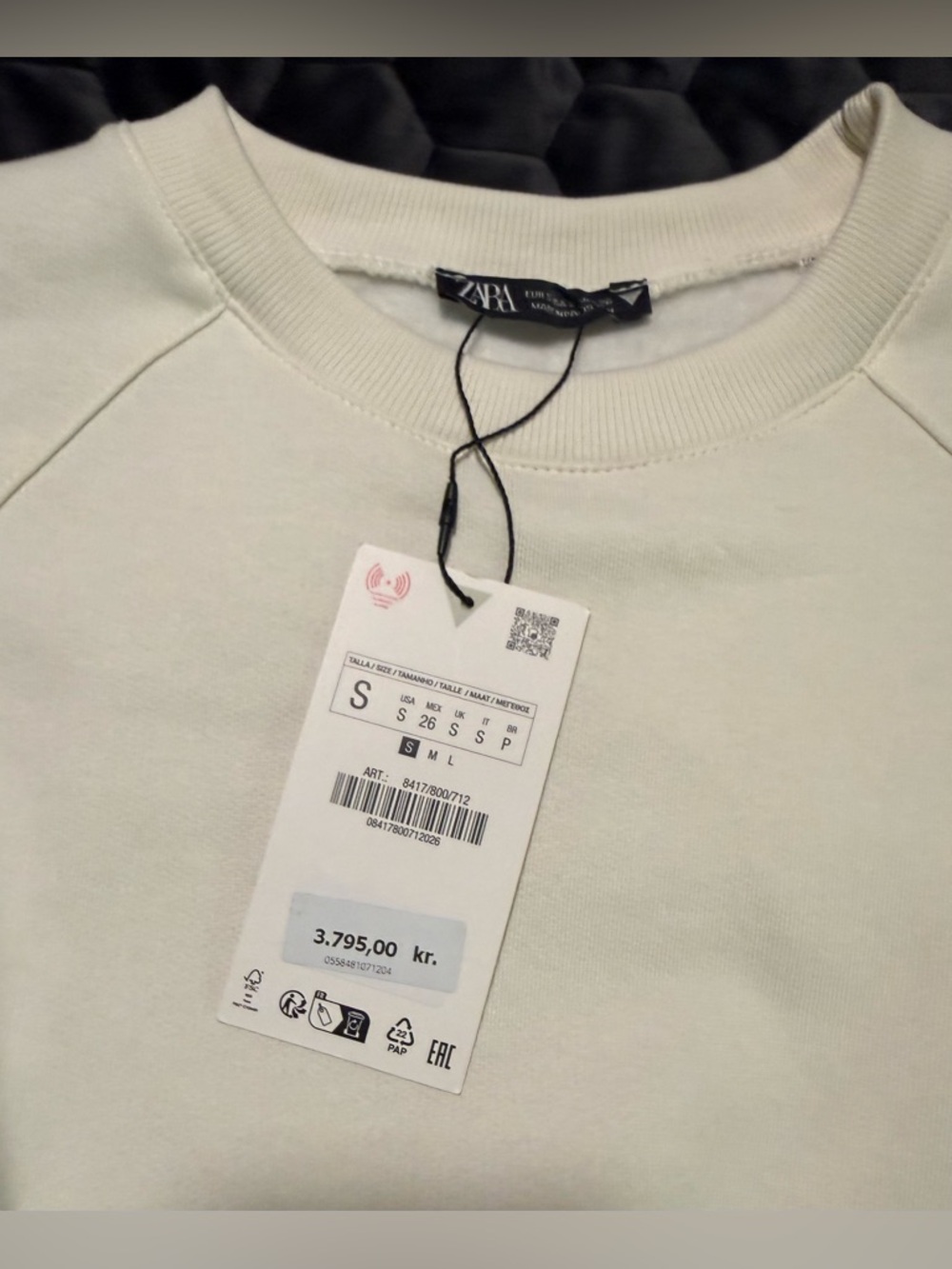 NWT ZARA Cream Sweatshirt & Wide-Leg Sweatpants Set - Size Small - Oversized - Picture 4 of 12